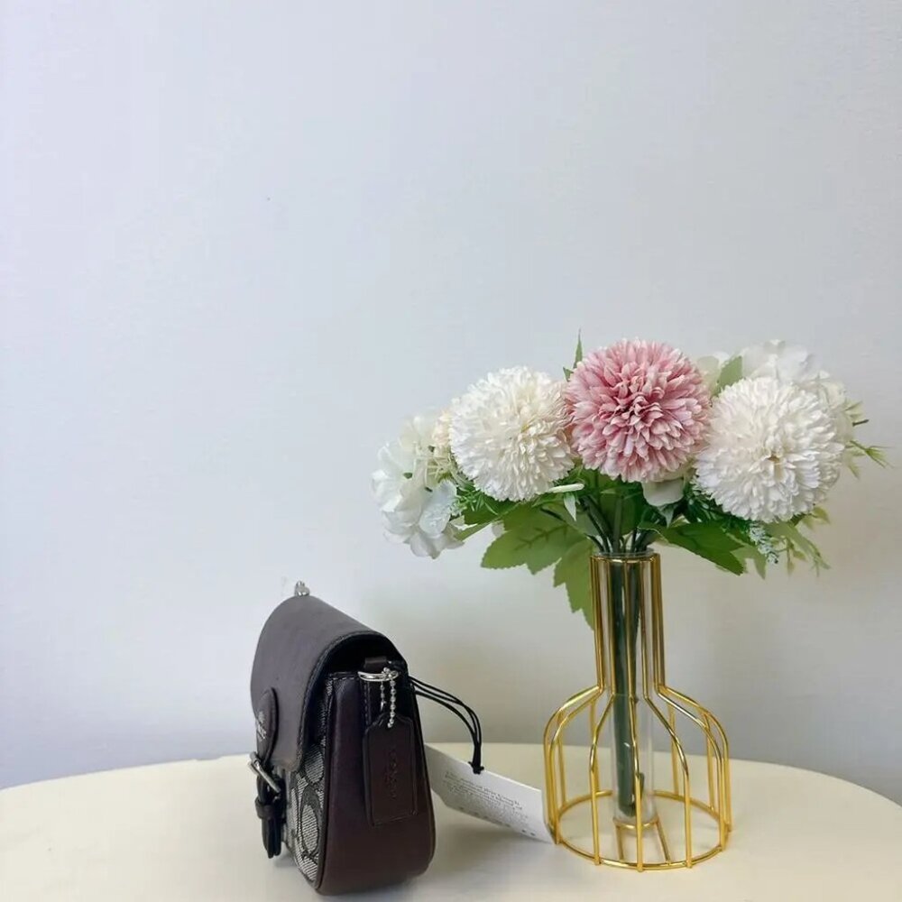 Coach CU982 Amelia Saddle Bag In Signature Jacquard IN OAK MAPLE - Picture 4 of 7